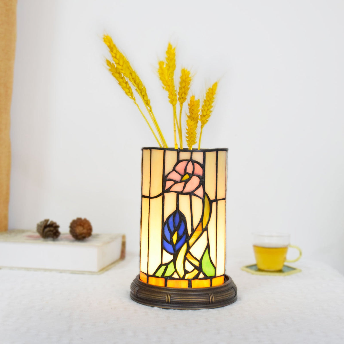 Floral Tiffany Style Stained Glass Diffuser Lamp