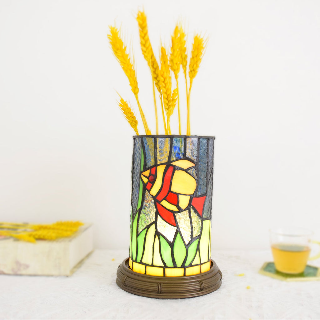 Tiffany Style Table Lamp with Fish and USB Port