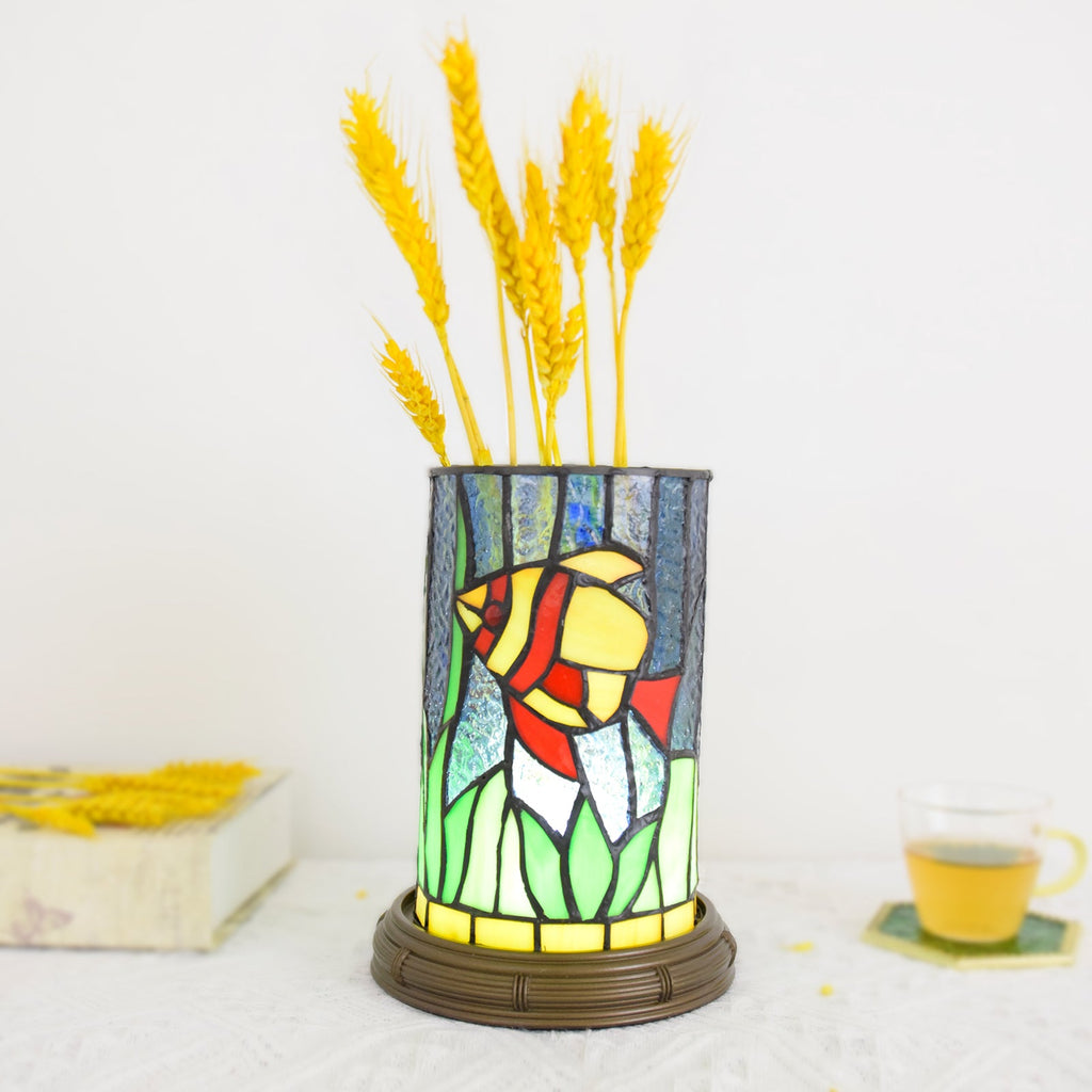 Tiffany Style Table Lamp with Fish and USB Port