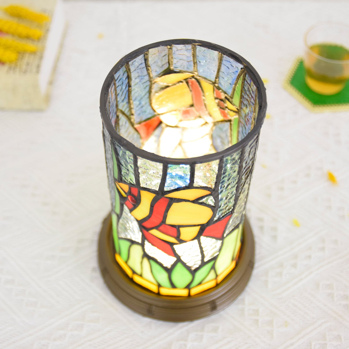 Tiffany Style Table Lamp with Fish and USB Port