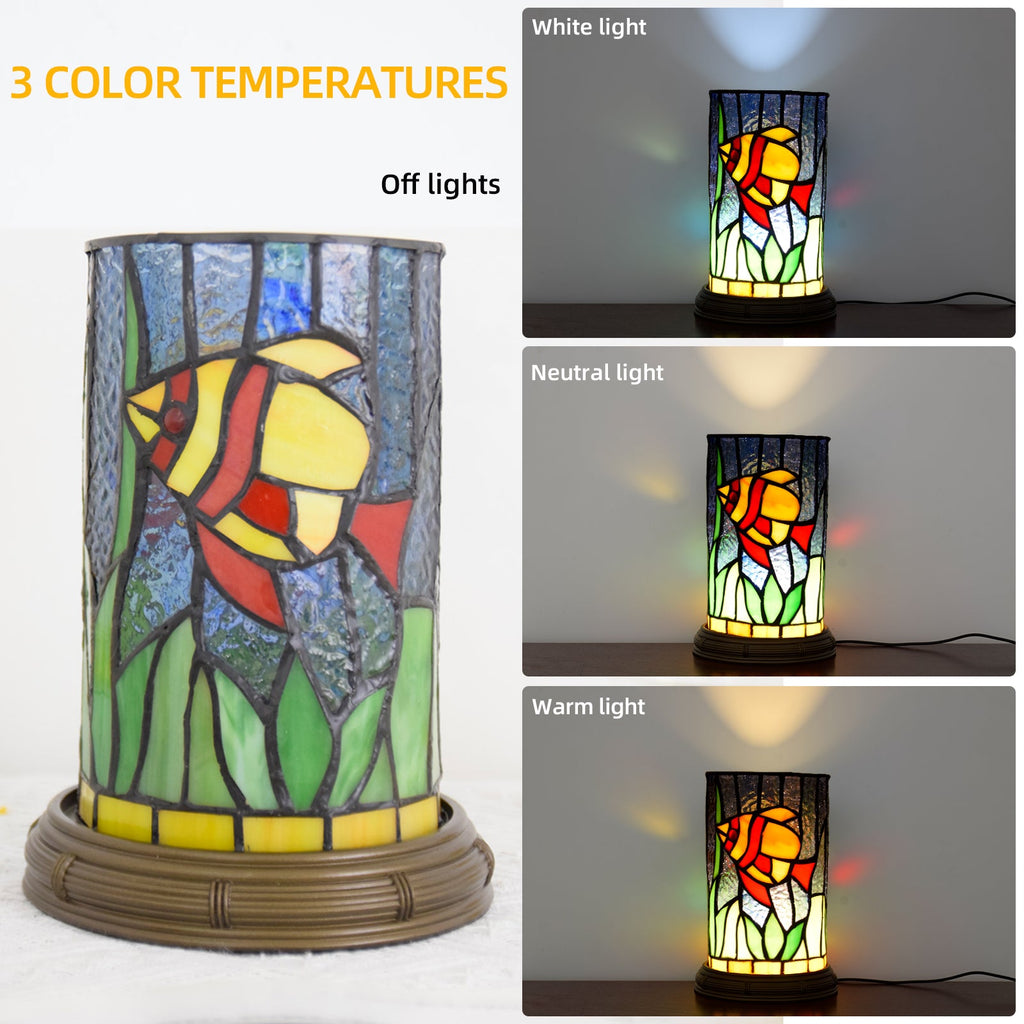 Tiffany Style Table Lamp with Fish and USB Port