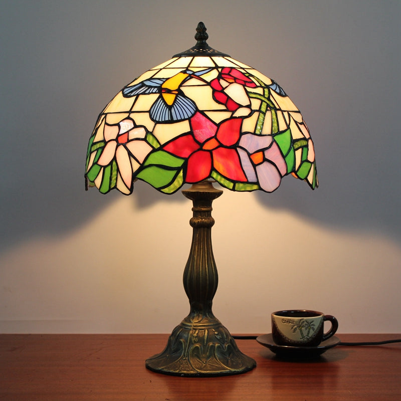 Hummingbirds Tiffany Style Stained Glass Table Lamp