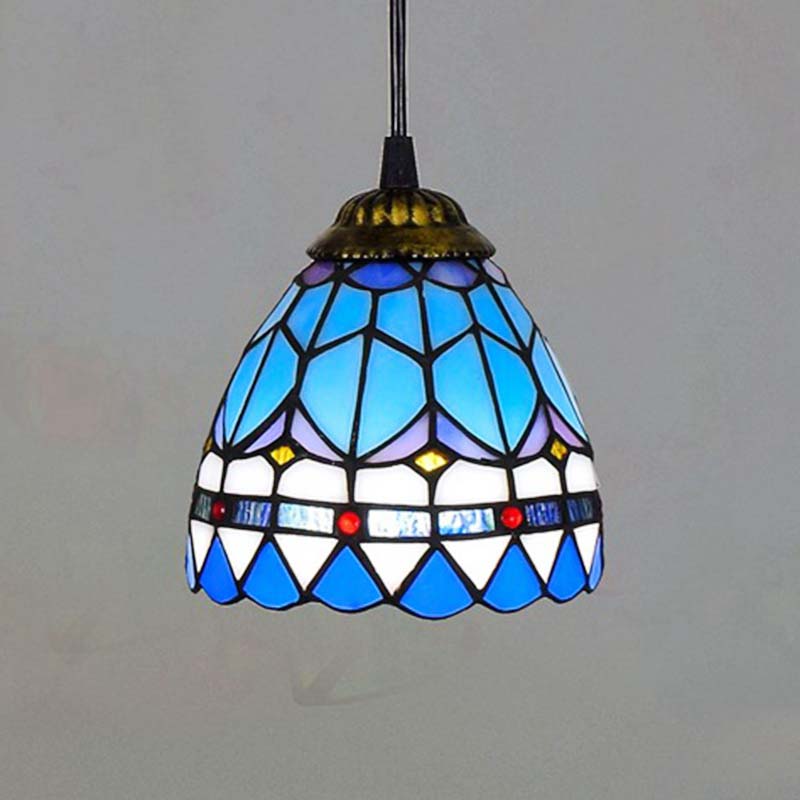 Tiffany Blue Tinted Glass Pendant Light