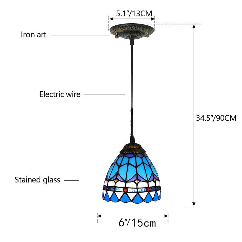 Tiffany Blue Tinted Glass Pendant Light