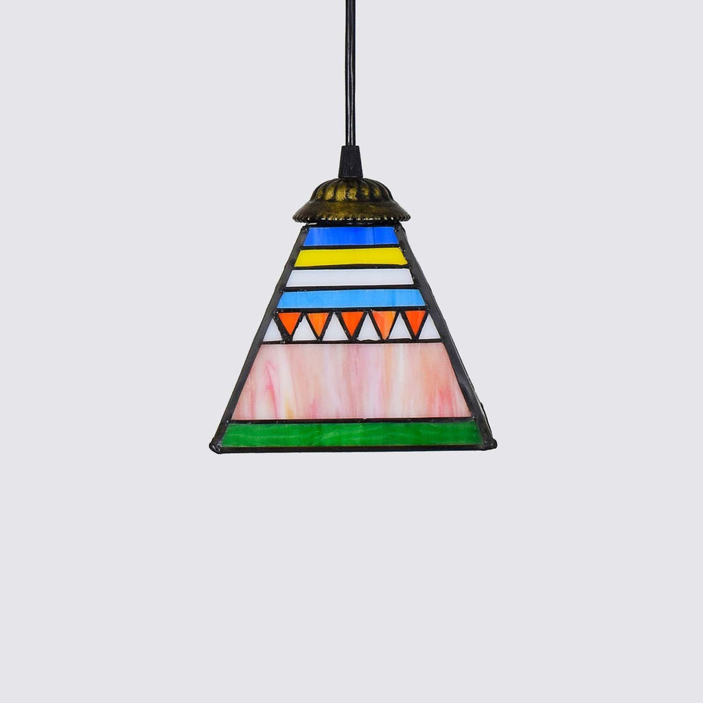Multicolor Geometric Stained Glass Hanging Decoration
