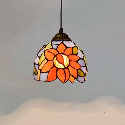 Tiffany-Style Tinted Glass Sunflower Pendant Light