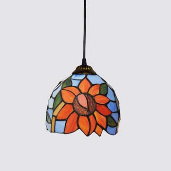 Tiffany-Style Tinted Glass Sunflower Pendant Light