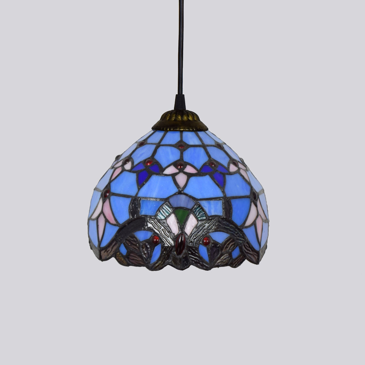 Tiffany Style Blue Stained Glass Pendant Light