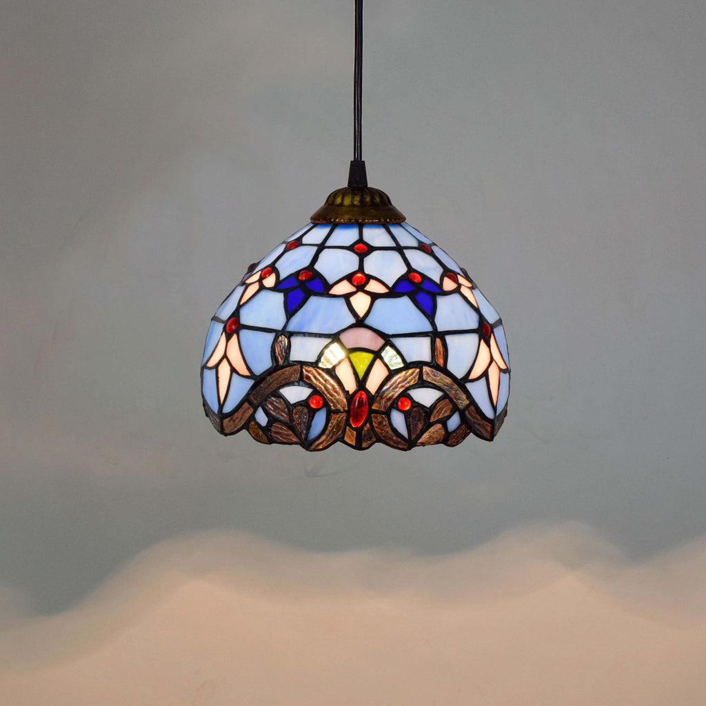 Tiffany Style Blue Stained Glass Pendant Light