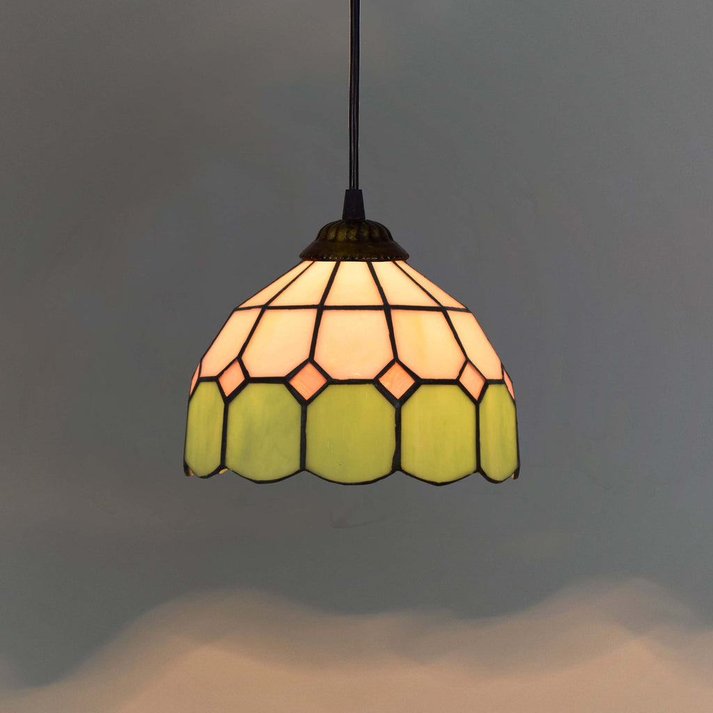 Tiffany Pendant Light in Lime Green and Cream