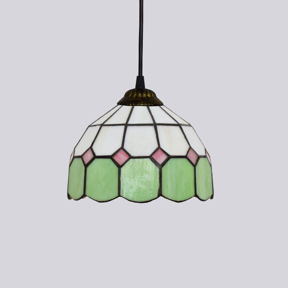 Tiffany Pendant Light in Lime Green and Cream