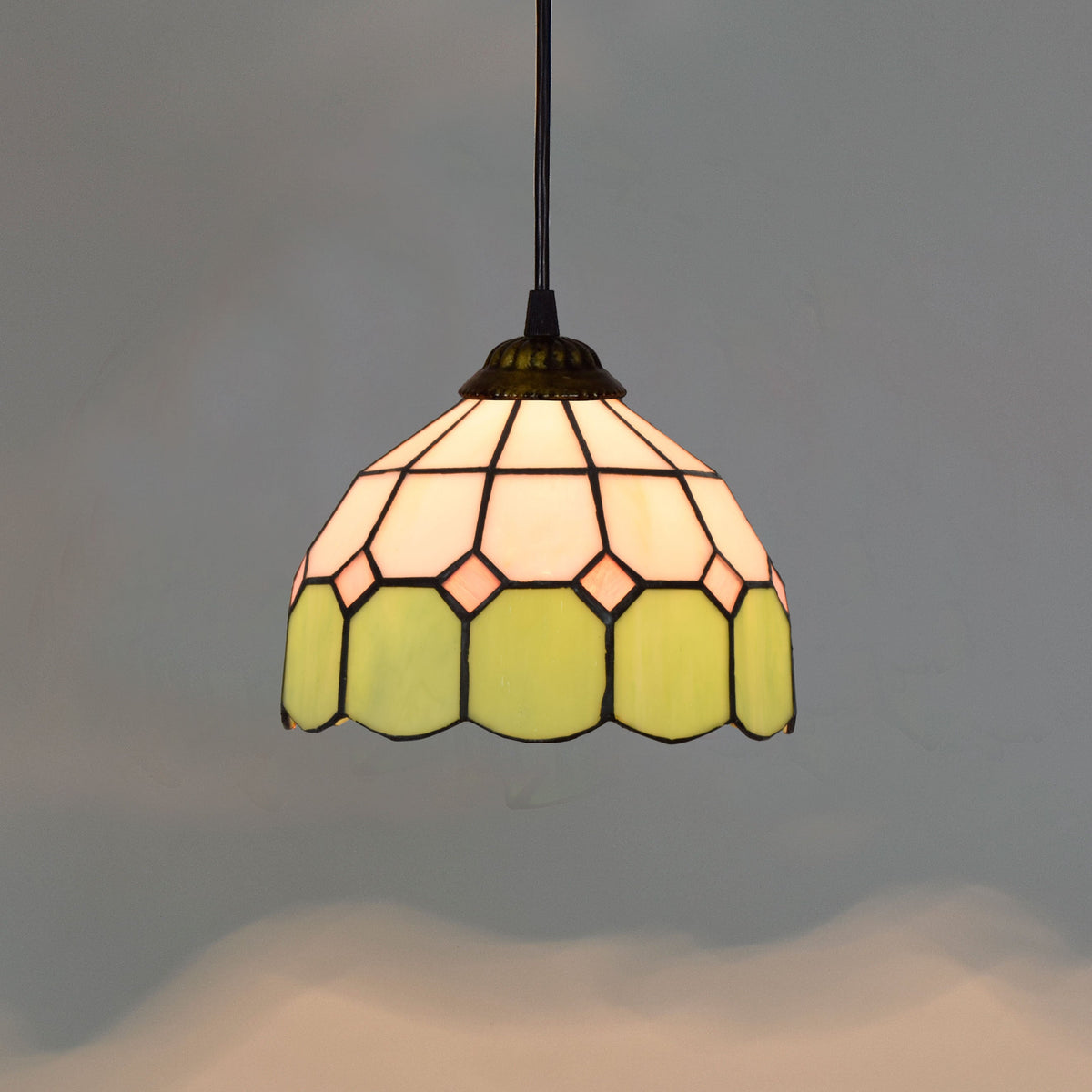 Tiffany Pendant Light in Lime Green and Cream