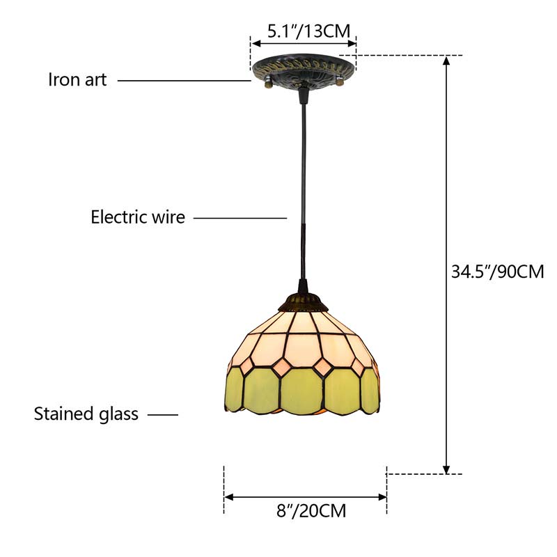 Tiffany Pendant Light in Lime Green and Cream
