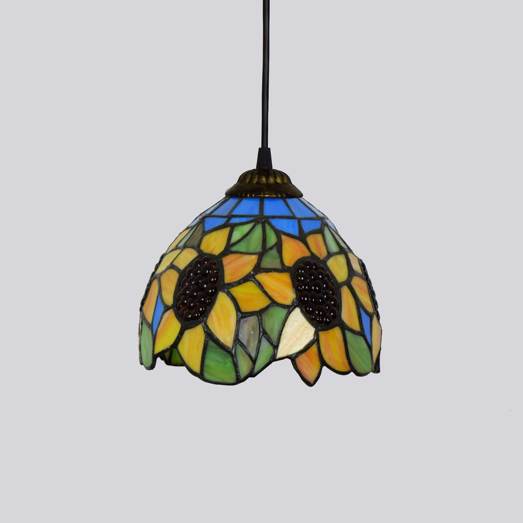 Tiffany-Style Sunflower Stained Glass Pendant Light