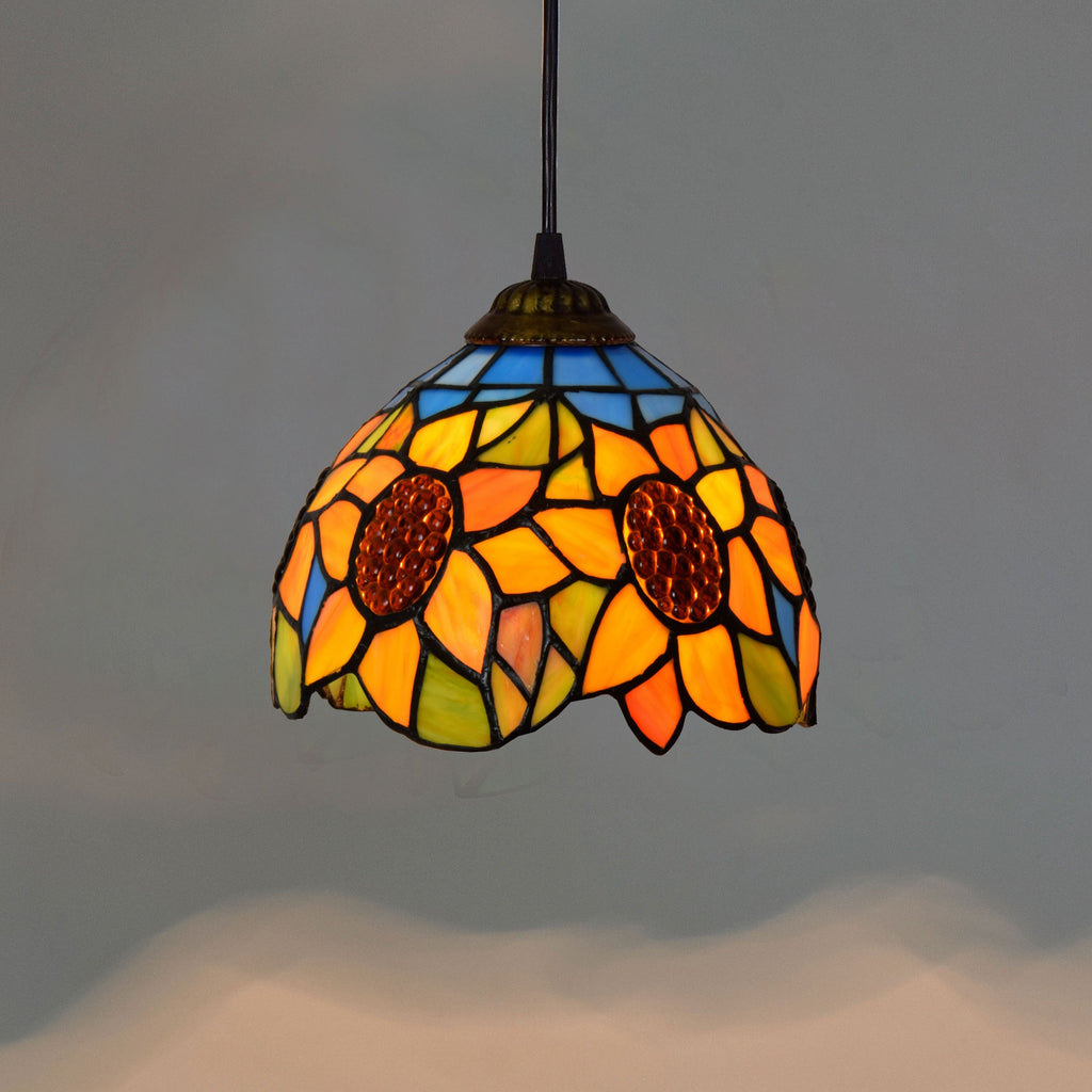 Tiffany-Style Sunflower Stained Glass Pendant Light