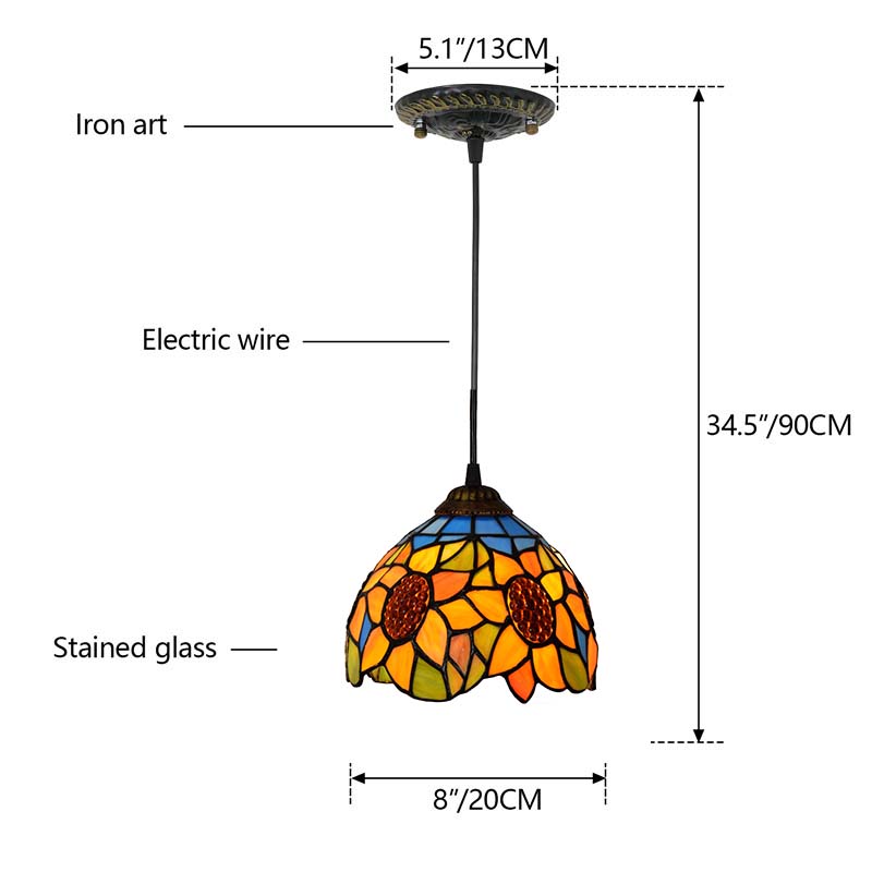 Tiffany-Style Sunflower Stained Glass Pendant Light
