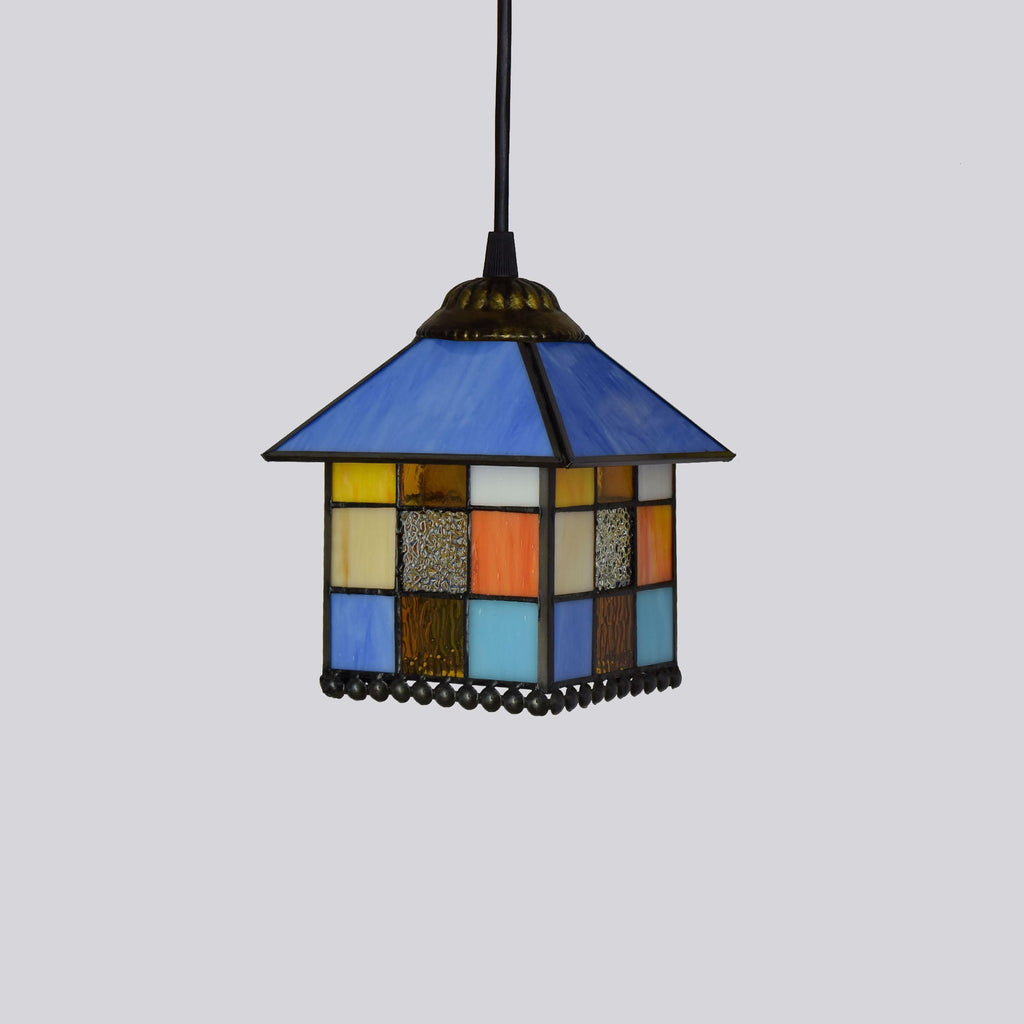 Multicolored Tinted Glass Pendant Light Fixture