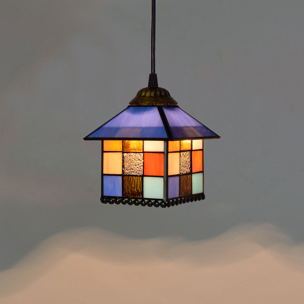 Multicolored Tinted Glass Pendant Light Fixture