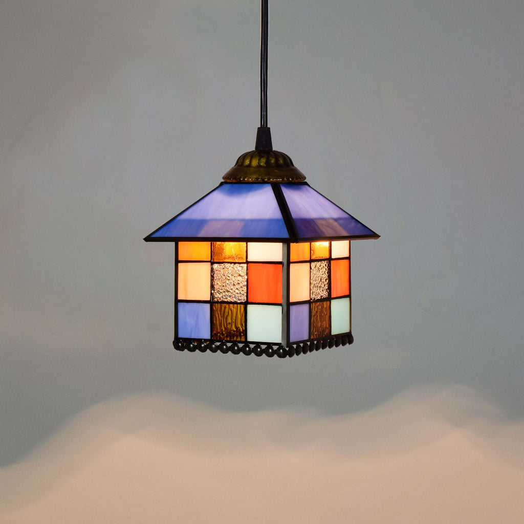 Multicolored Tinted Glass Pendant Light Fixture