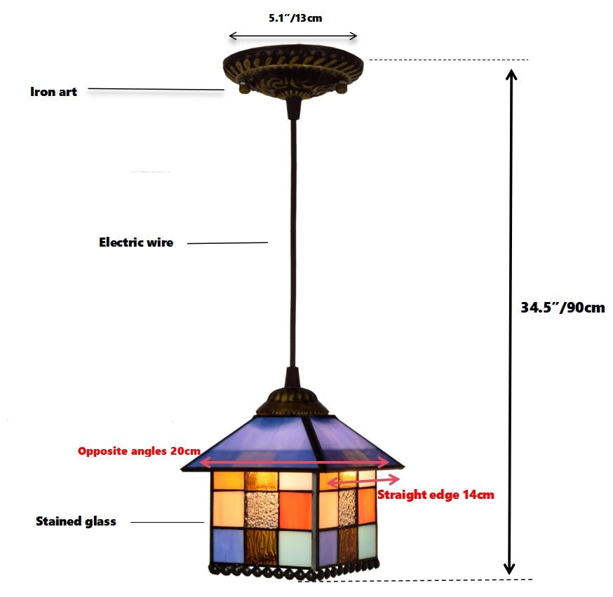 Multicolored Tinted Glass Pendant Light Fixture