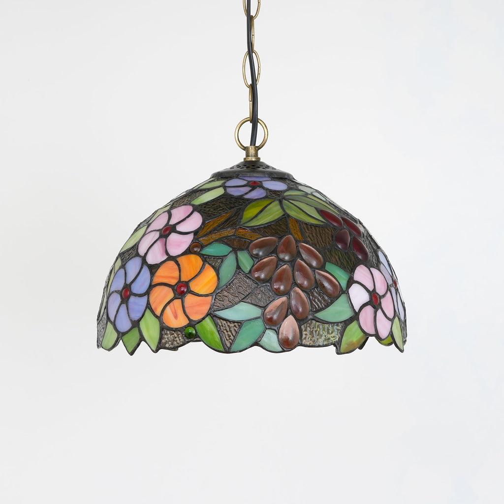 Floral Tiffany Style Stained Glass Pendant Light