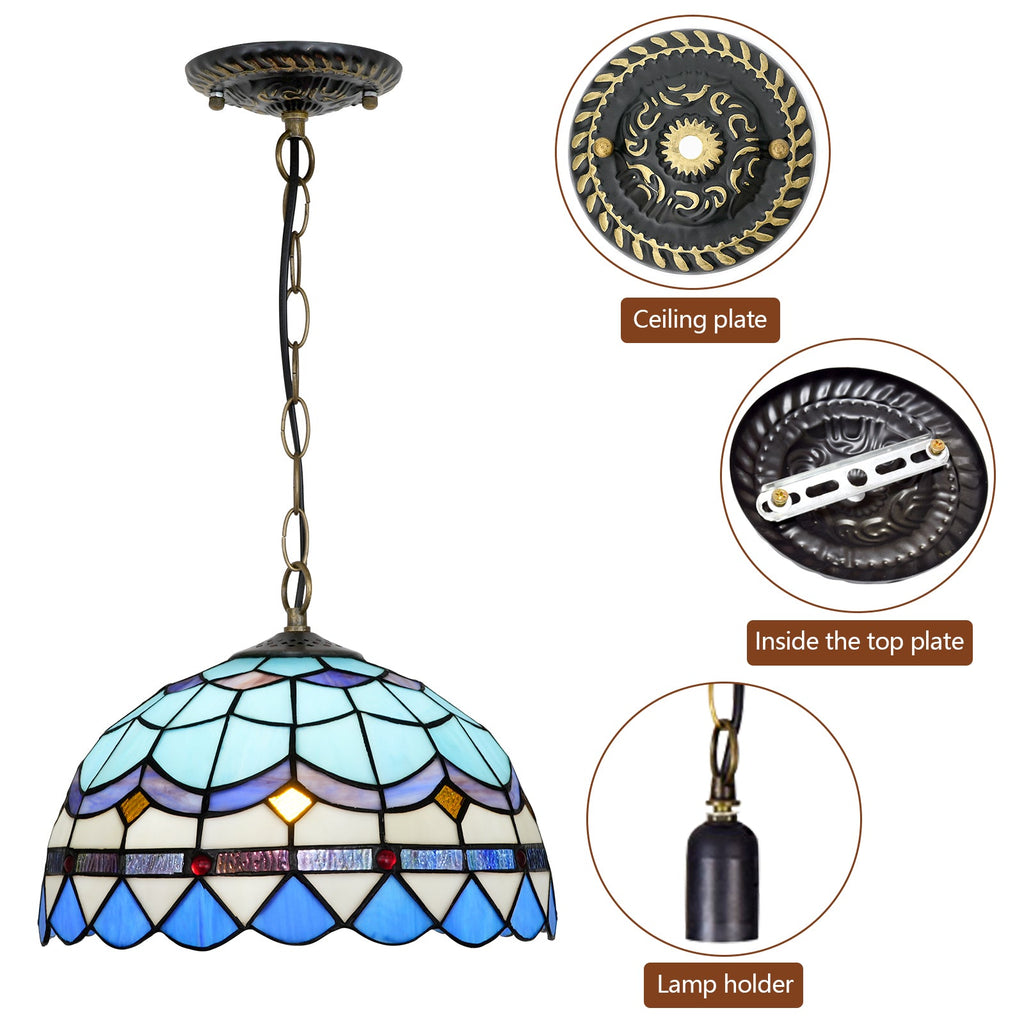 Blue Tiffany Stained Glass Pendant Light