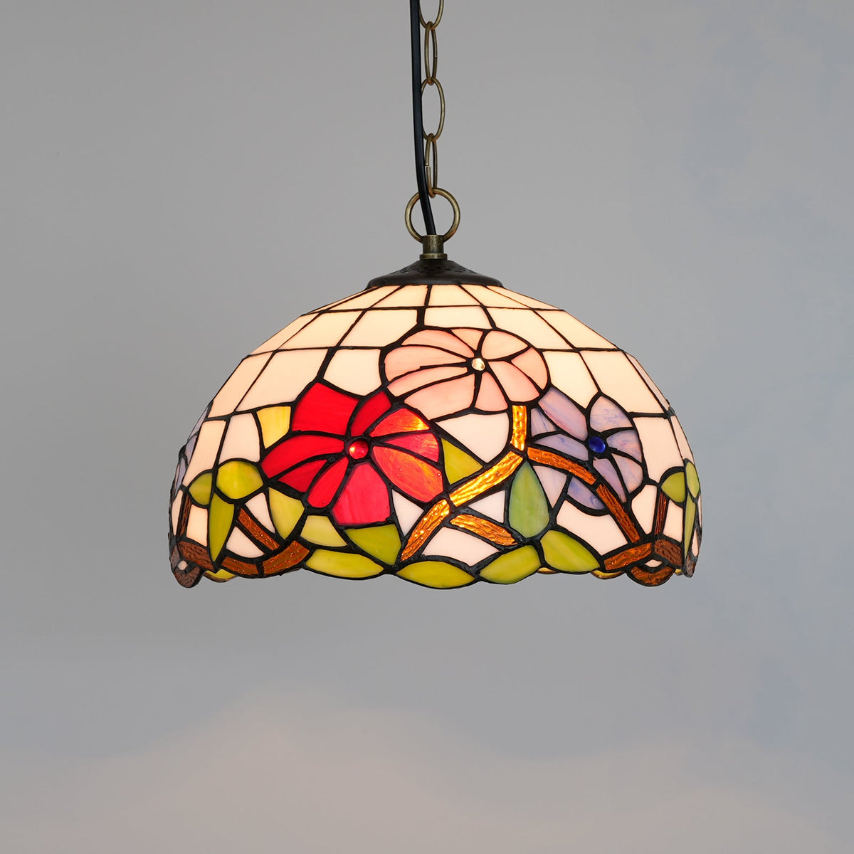 Tiffany-style Floral Stained Glass Hanging Decoration