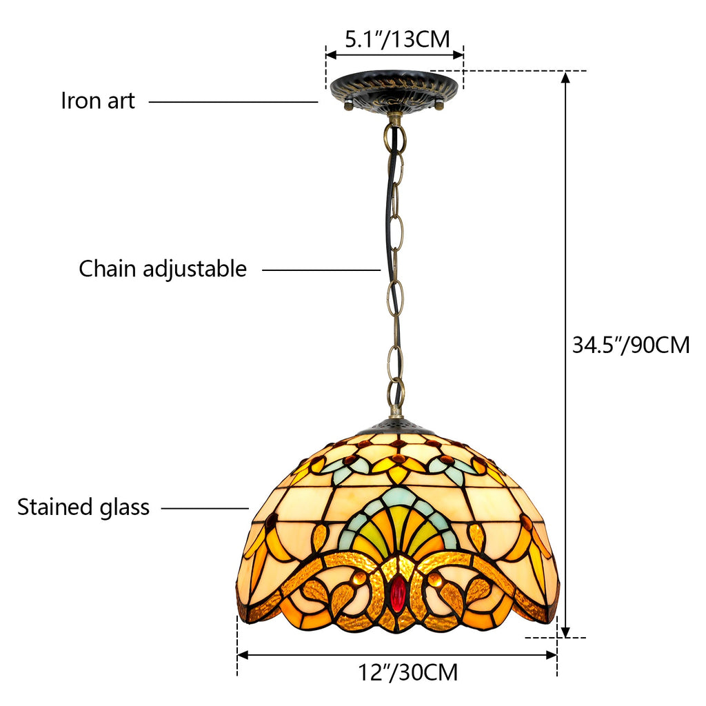 Tiffany Style Floral Stained Glass Pendant Light