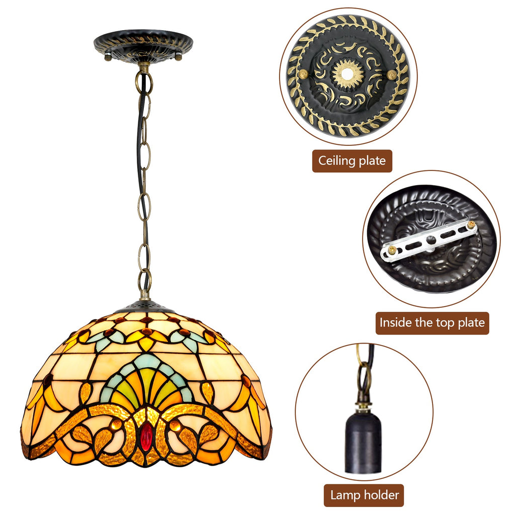 Tiffany Style Floral Stained Glass Pendant Light