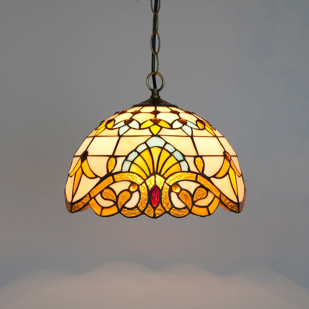 Tiffany Style Floral Stained Glass Pendant Light