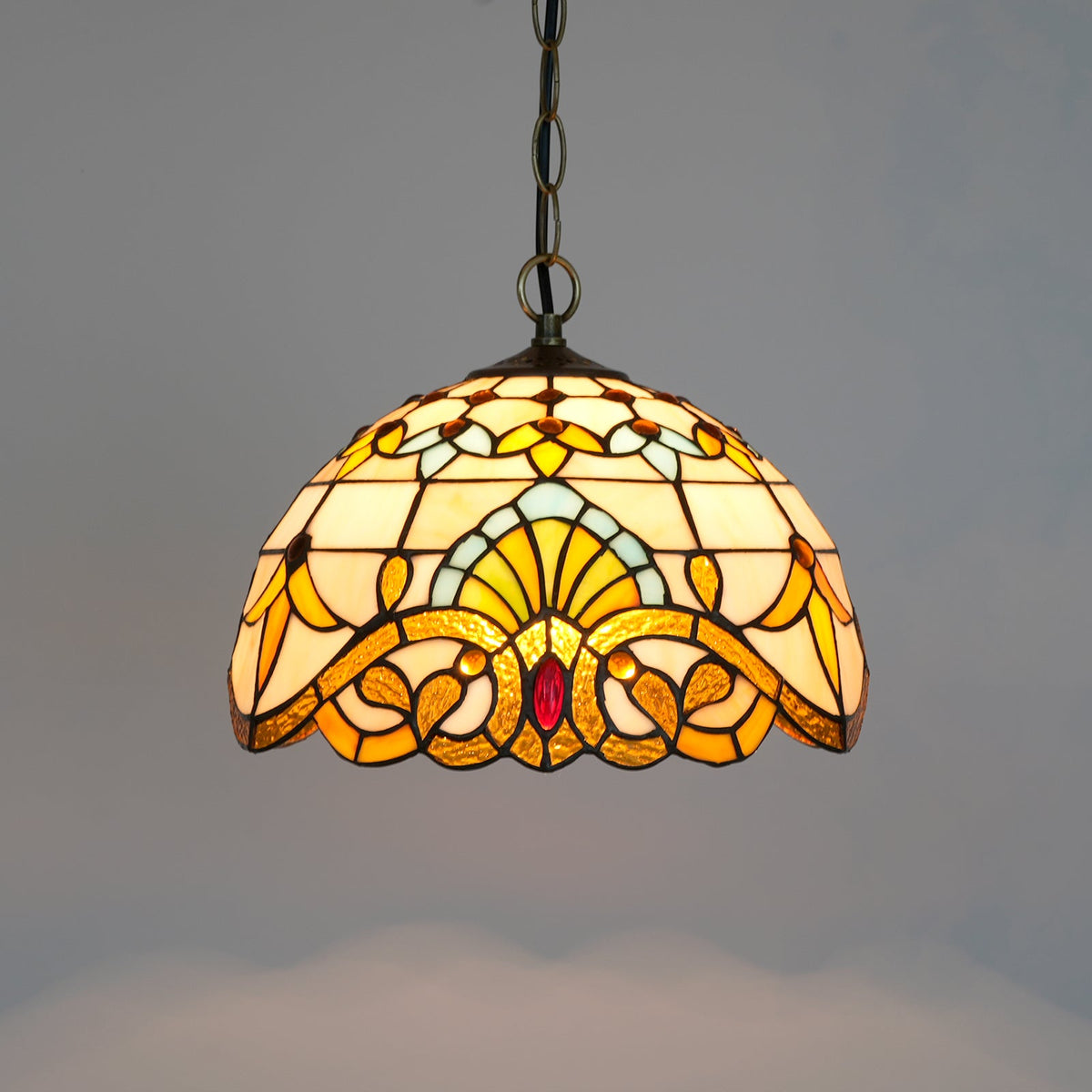 Tiffany Style Floral Stained Glass Pendant Light