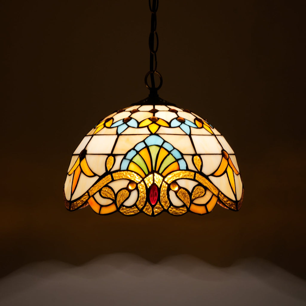 Tiffany Style Floral Stained Glass Pendant Light