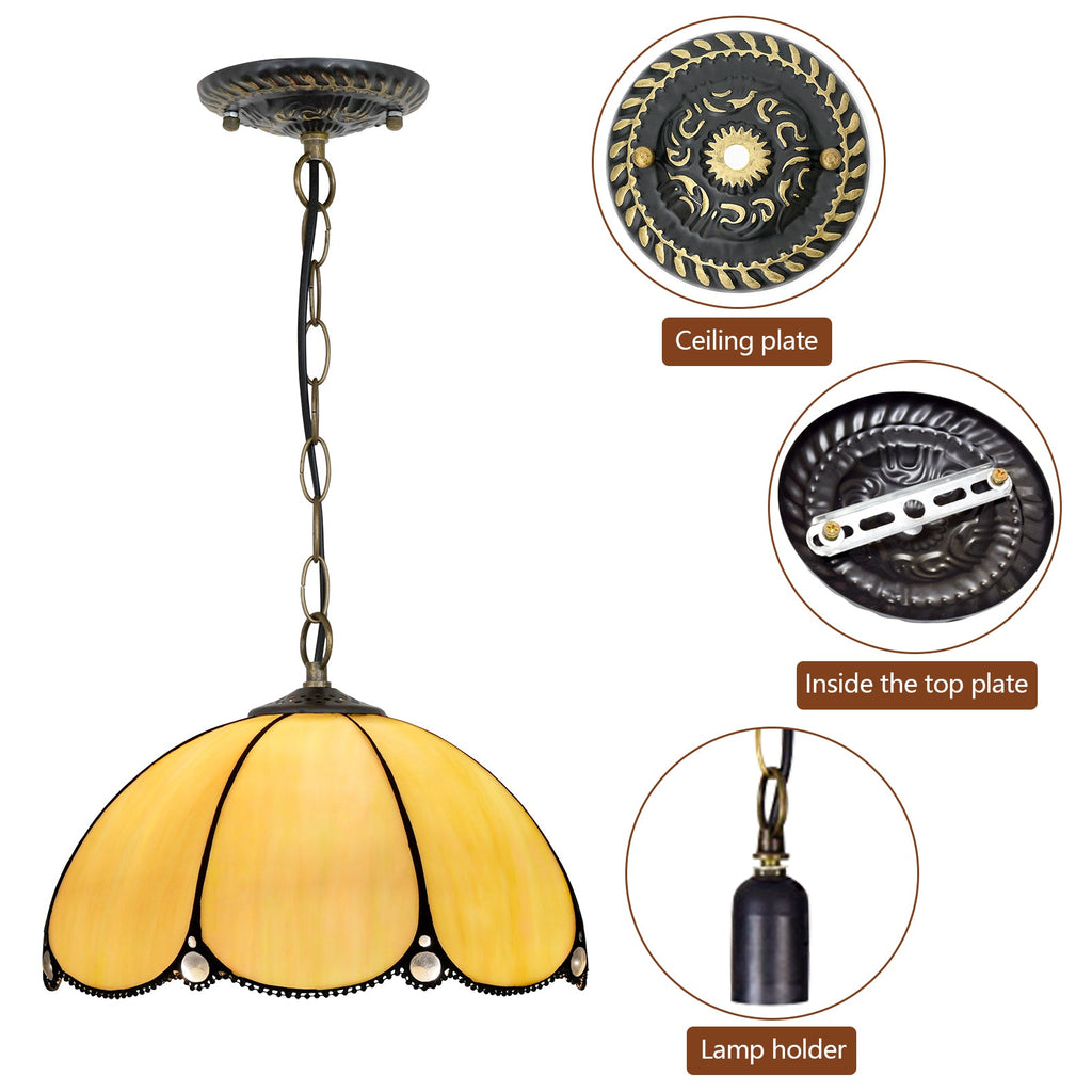 Tiffany Style Floral Stained Glass Pendant Light