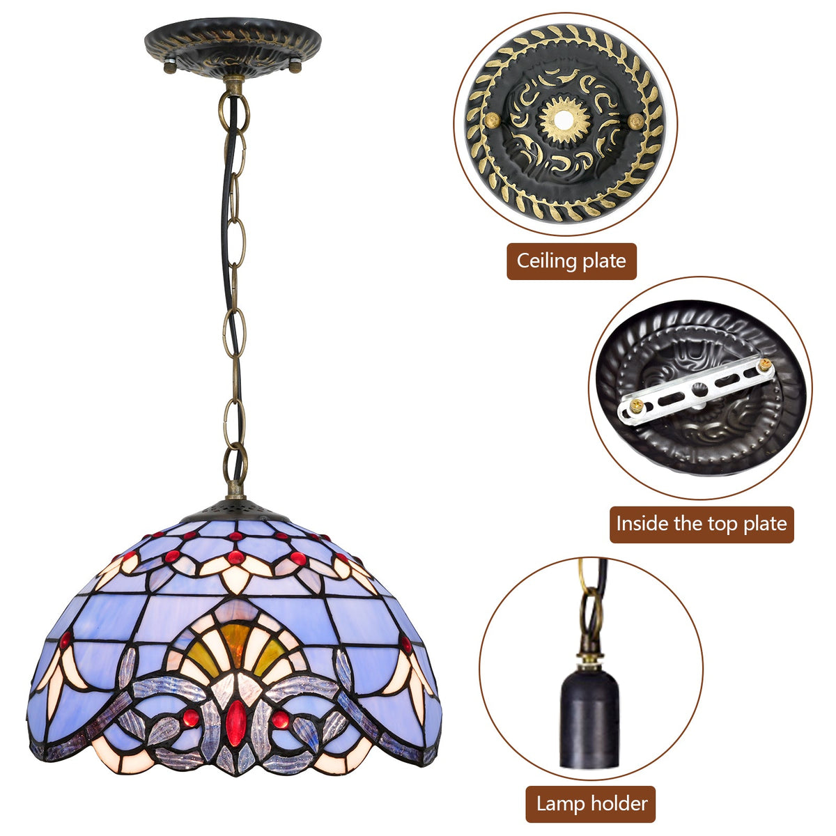 Tiffany Purple Stained Glass Pendant Light