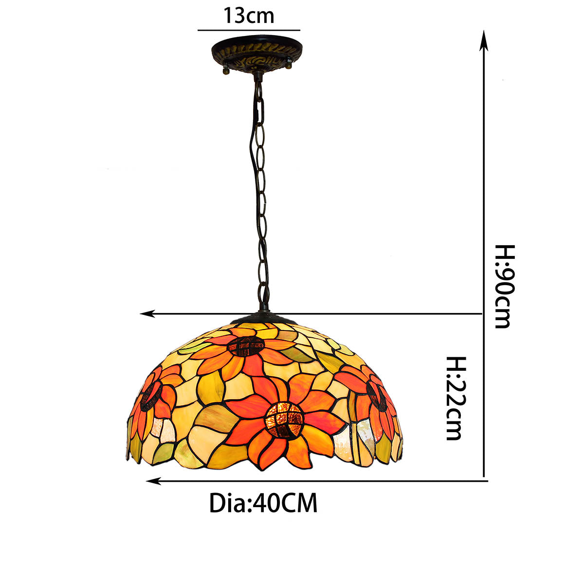Tiffany-style Sunflower Pendant Light in Stained Glass