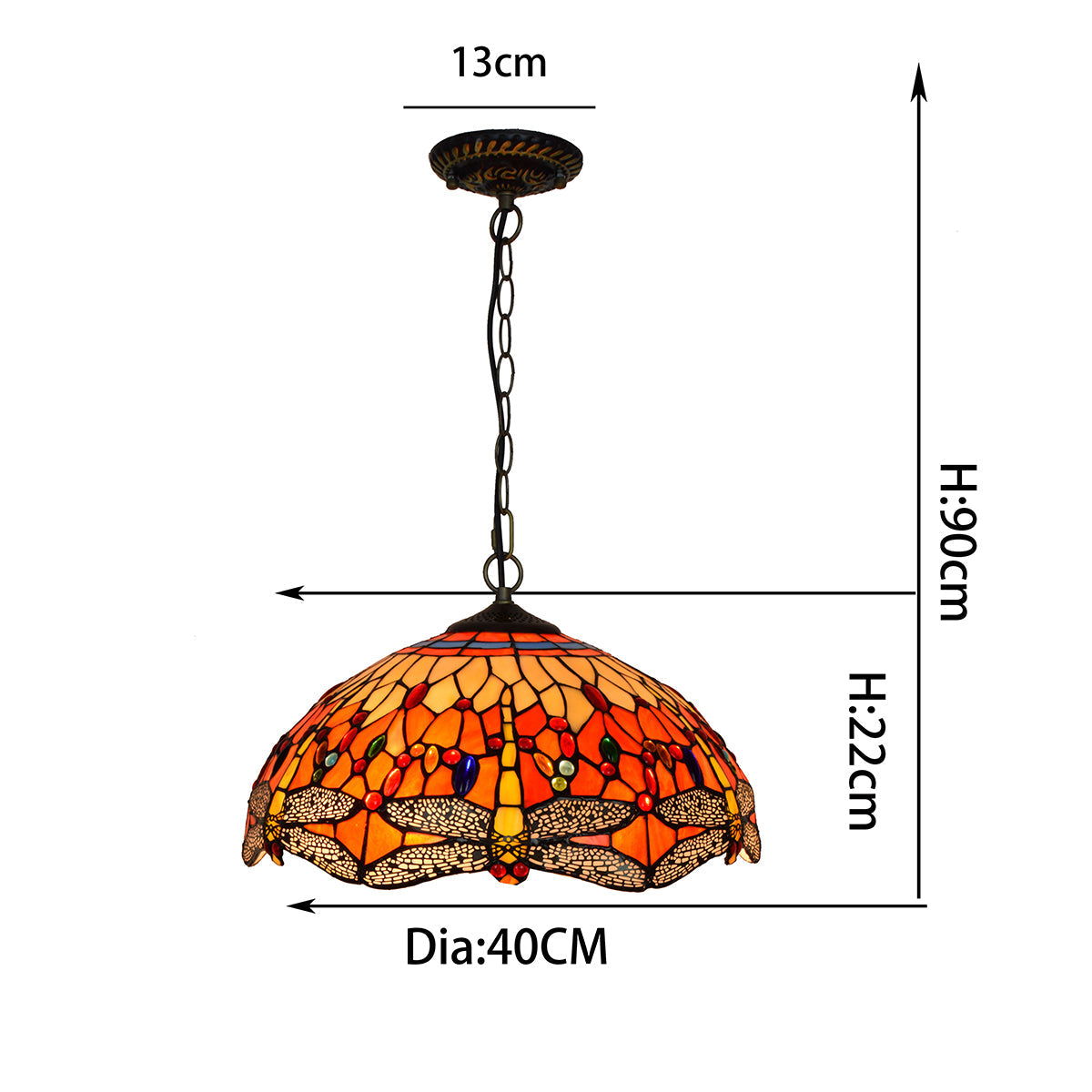Orange Dragonfly Tiffany Stained Glass Hanging Decoration