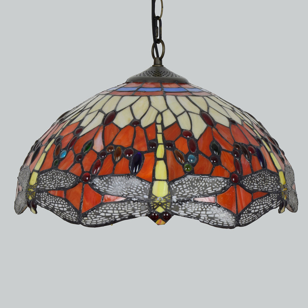 Orange Dragonfly Tiffany Stained Glass Hanging Decoration