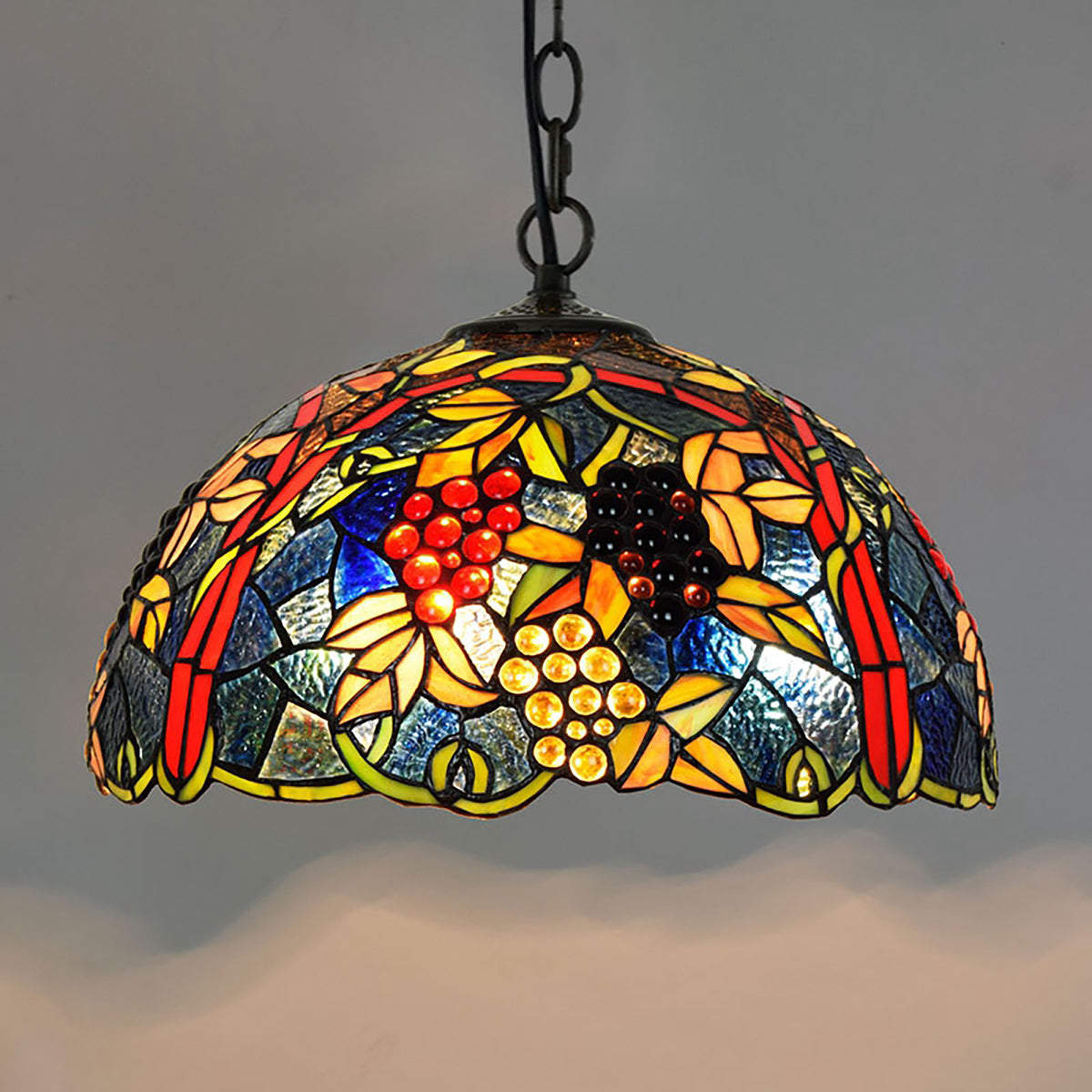 Tiffany Stained Glass Grape Pendant Light