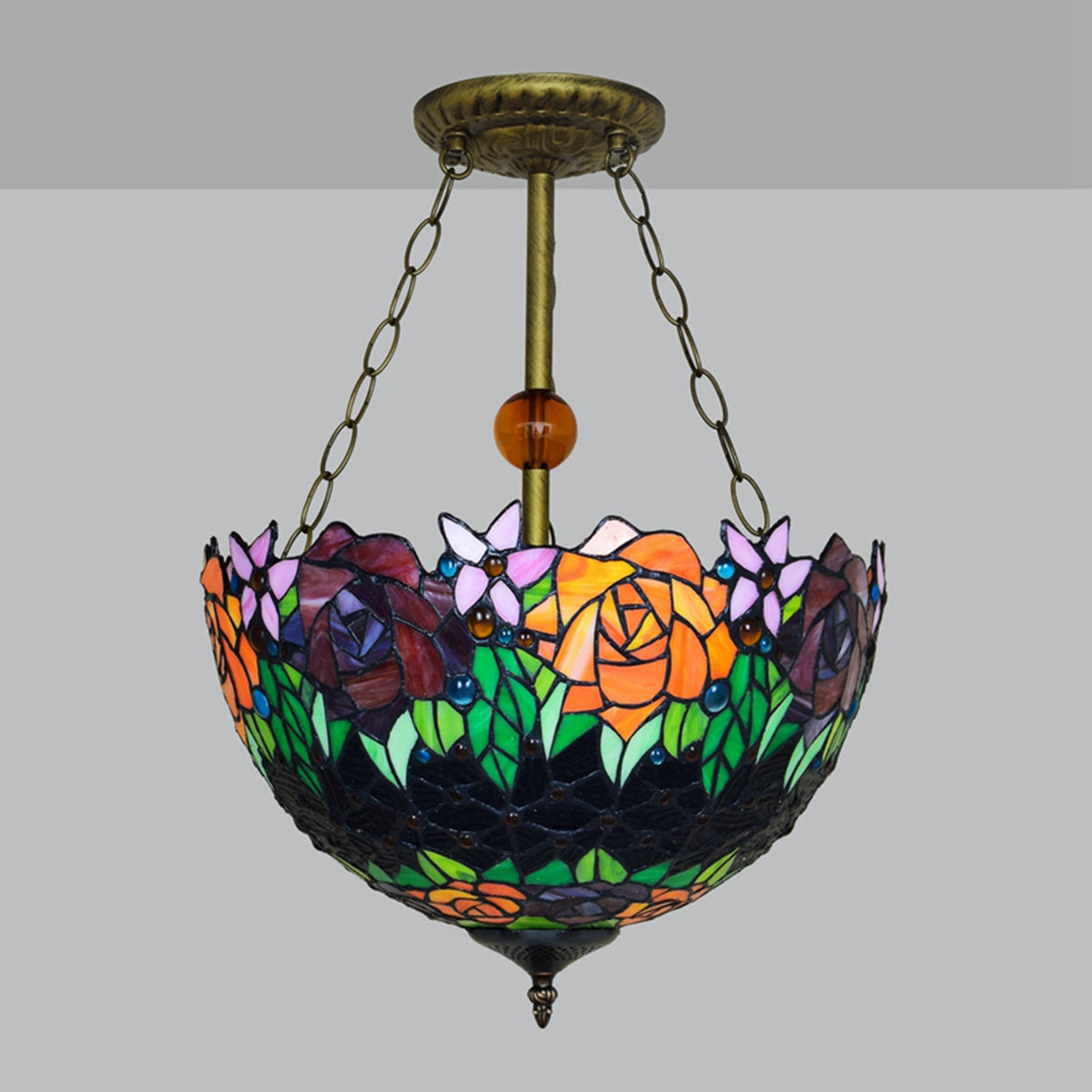 Tiffany Chandelier in Purple Tinted Glass 40cm