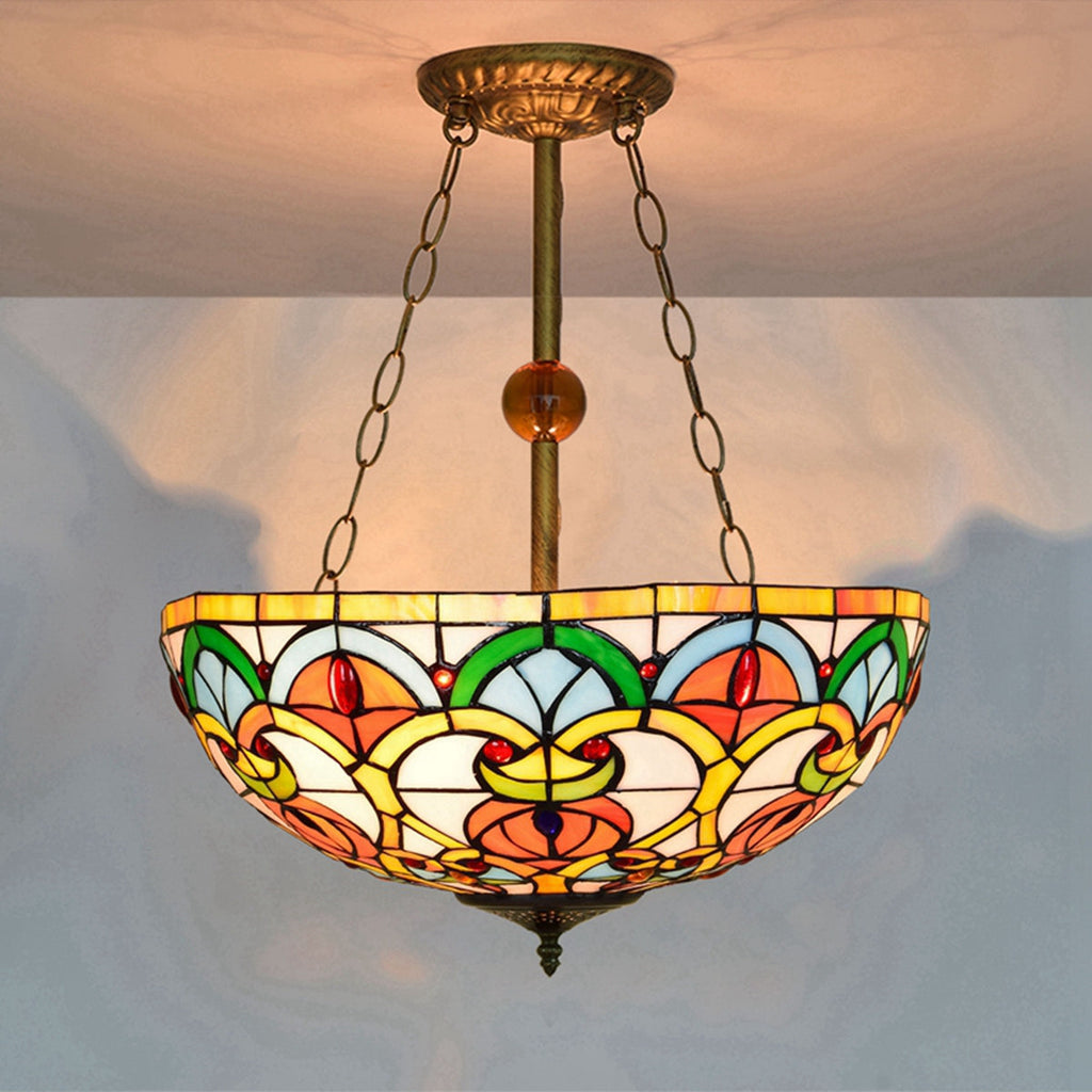 Multicolor Tiffany Style Stained Glass Chandelier