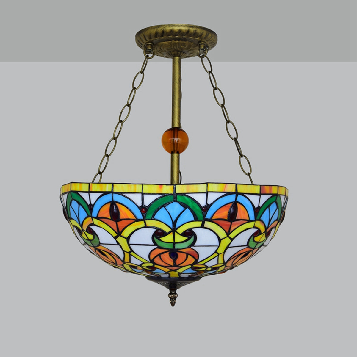 Multicolor Tiffany Style Stained Glass Chandelier