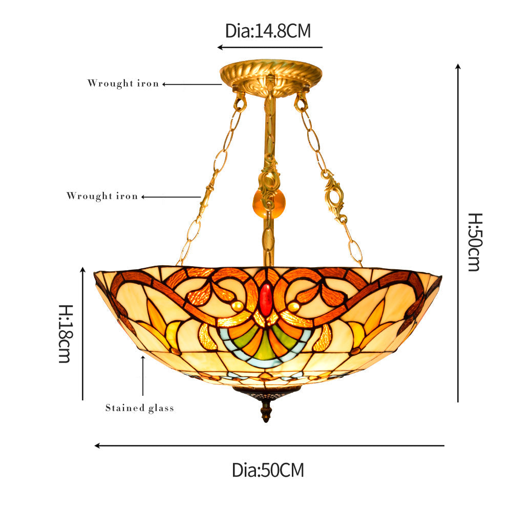 Pendant Light with Scalloped Shade, 3 Bulbs