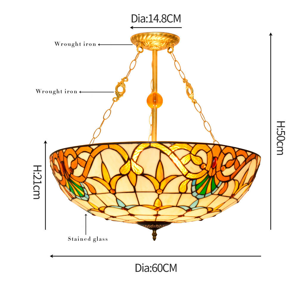Art Nouveau Style Stained Glass Pendant Light