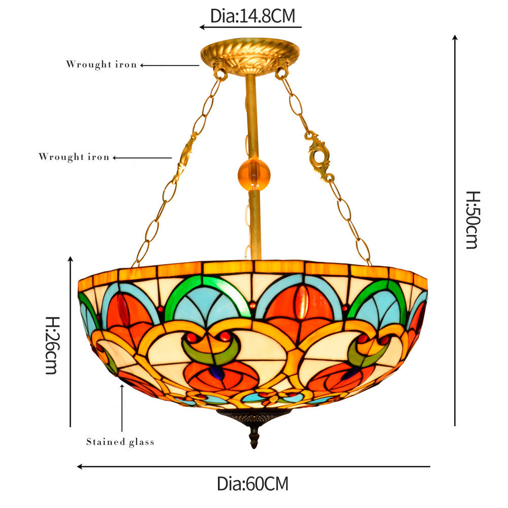 Multicolor Stained Glass Ceiling Light in Tiffany Style
