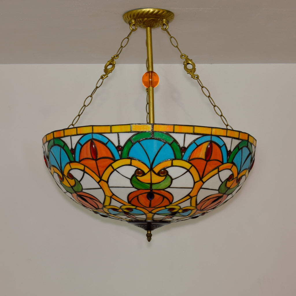 Multicolor Stained Glass Ceiling Light in Tiffany Style