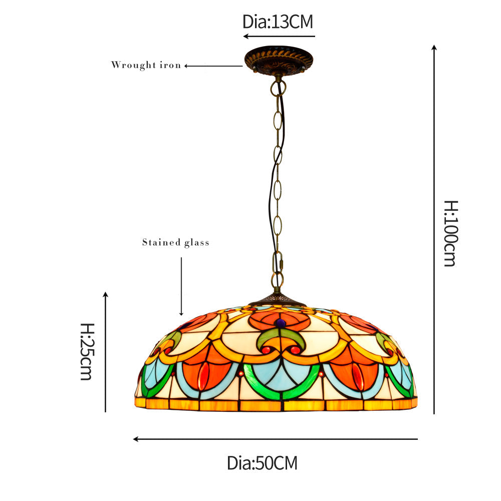 Colorful Tiffany Style Stained Glass Pendant Light