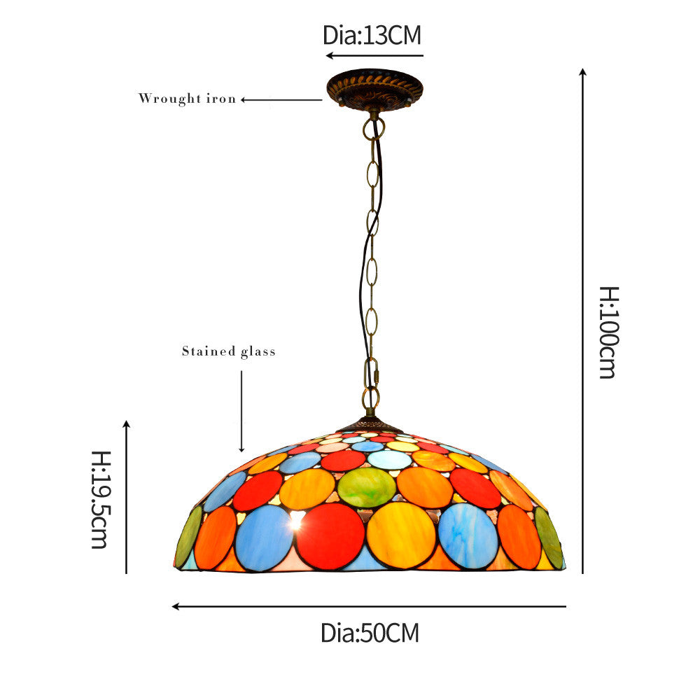 Tiffany Style Pendant Light with Colorful Circles