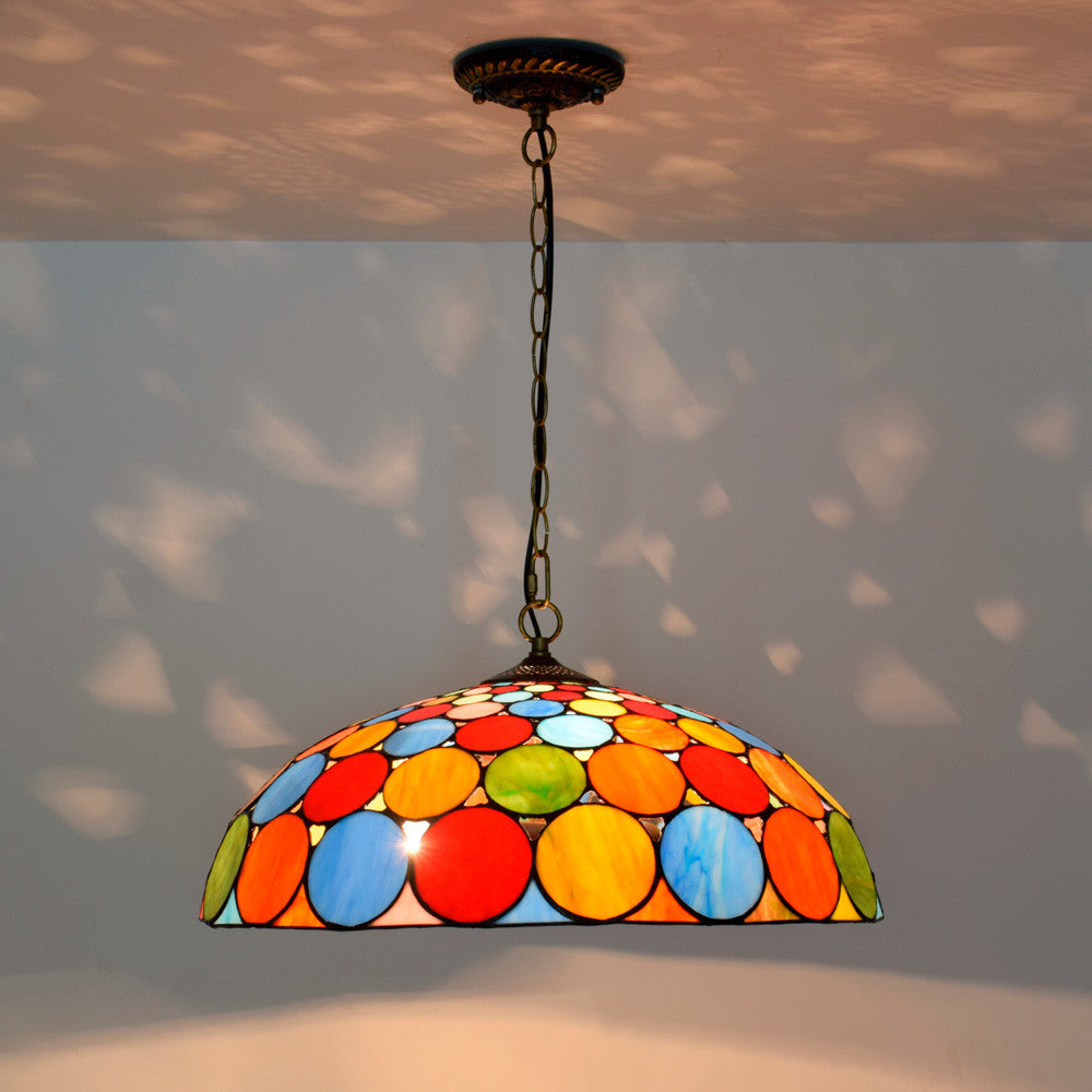 Tiffany Style Pendant Light with Colorful Circles