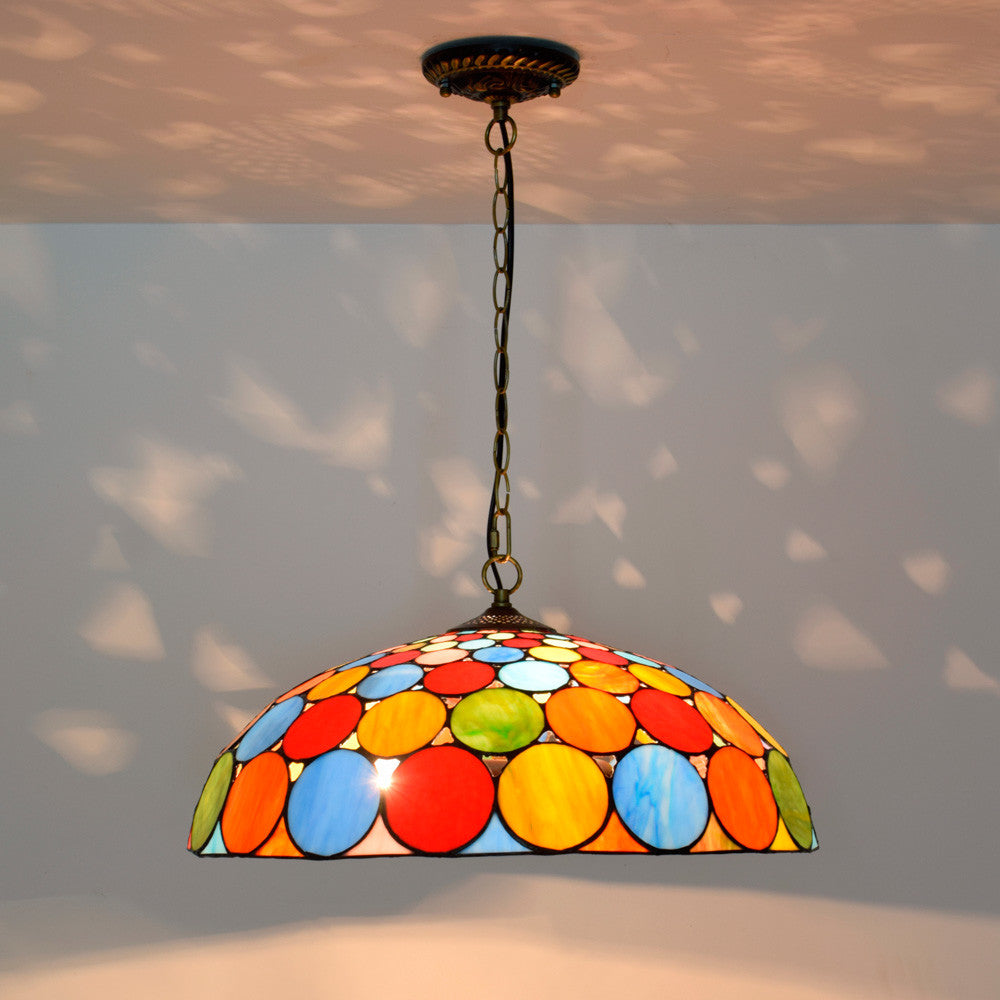 Tiffany Style Pendant Light with Colorful Circles