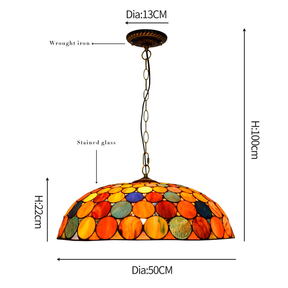 Tiffany Style Pendant Light with Multicolored Circles